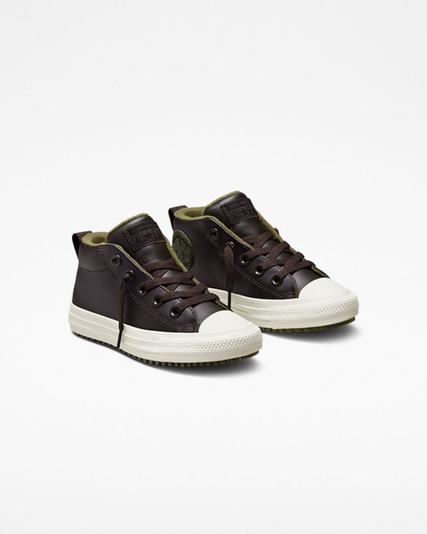 Zapatillas Altas Converse Chuck Taylor All Star Street Boot Cuero Niña Marrones | PE W52E0L